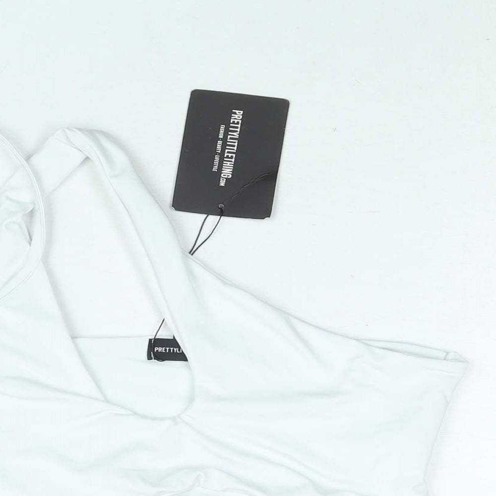 Womens UK Size 12 PRETTYLITTLETHING White Cropped Blouse