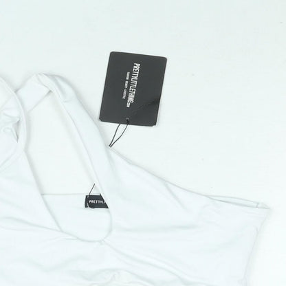 Womens UK Size 12 PRETTYLITTLETHING White Cropped Blouse