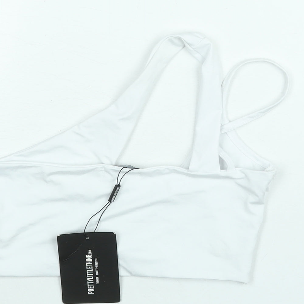Womens UK Size 12 PRETTYLITTLETHING White Cropped Blouse