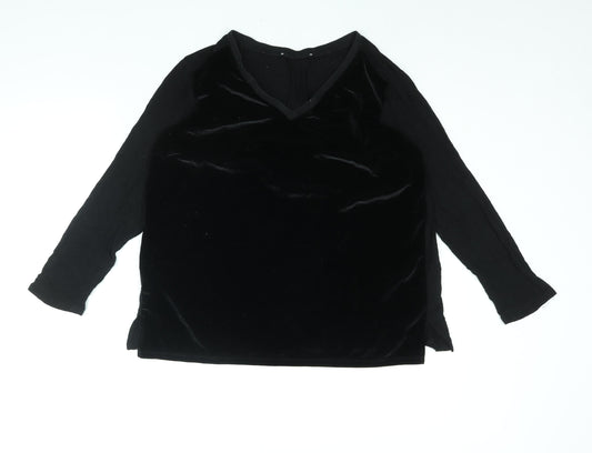 Womens UK Size 16 Oui Black Basic Blouse