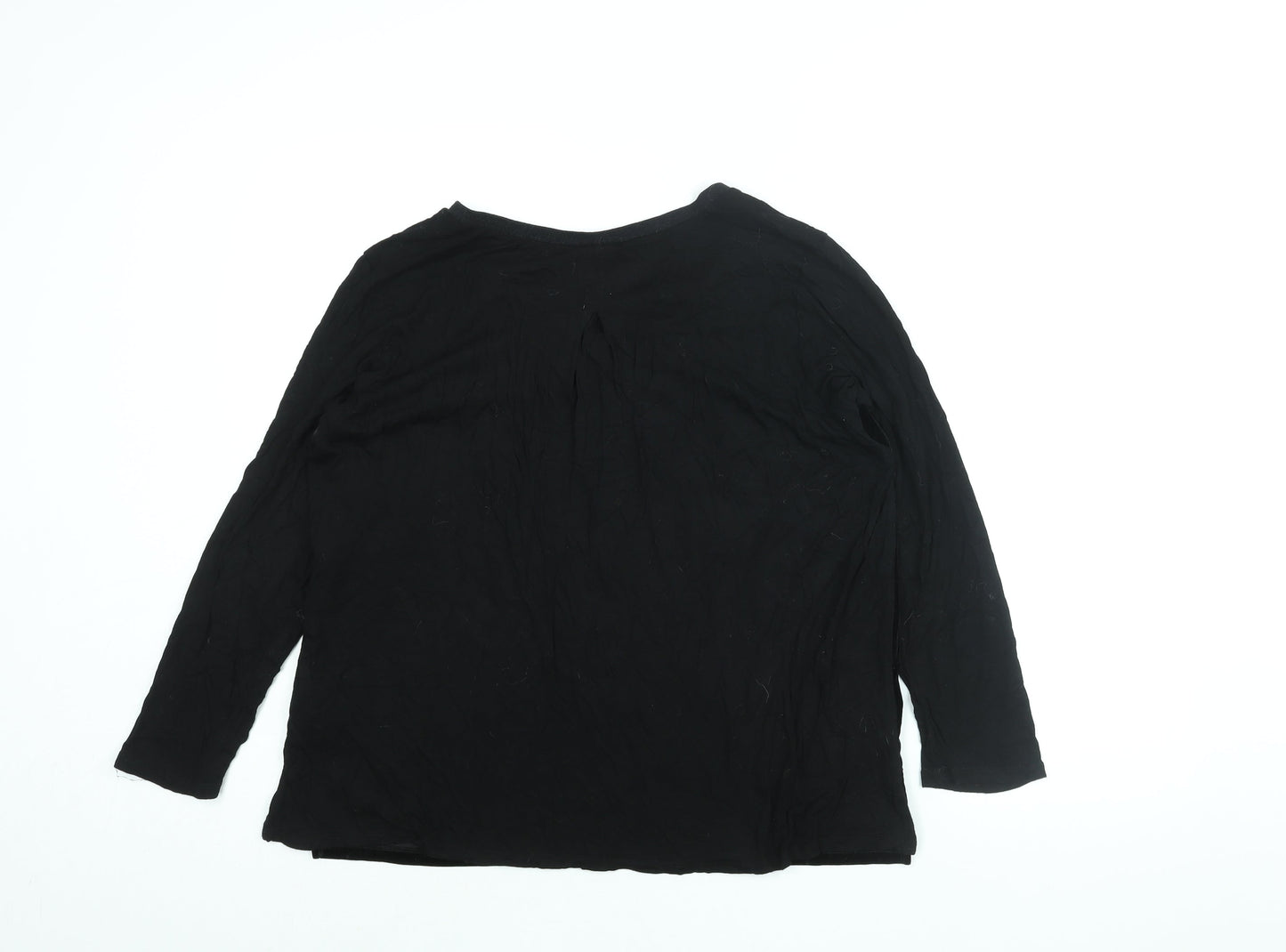 Womens UK Size 16 Oui Black Basic Blouse