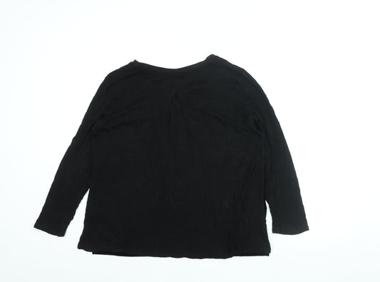 Womens UK Size 16 Oui Black Basic Blouse