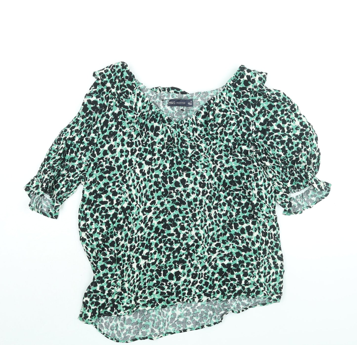 Womens UK Size 10 Marks and Spencer Green Basic Blouse