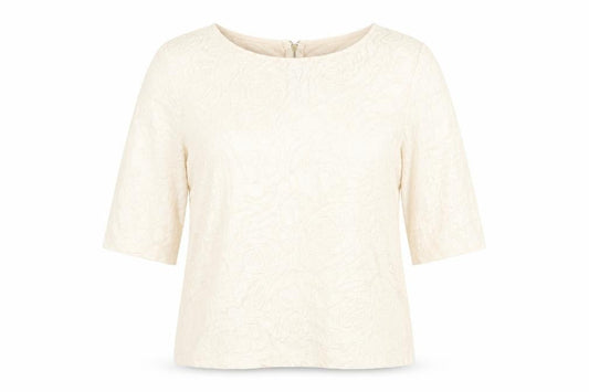 Front view of Principles women’s pink floral cotton basic blouse, size UK 12, round neck