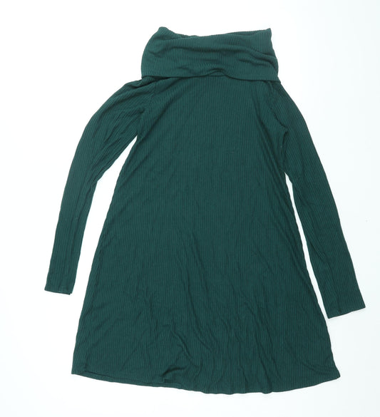 Apricot Womens Green Viscose A-Line Size 8 Roll Neck Pullover