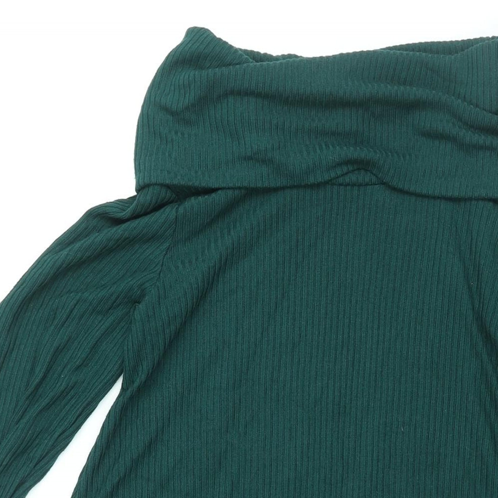 Apricot Womens Green Viscose A-Line Size 8 Roll Neck Pullover