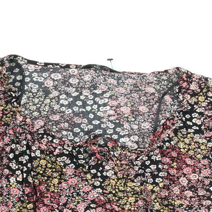 Miss Selfridge Womens Multicoloured Floral Viscose Basic Blouse Size 10 Scoop Neck - Frill