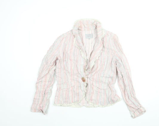 Per Una Womens Multicoloured Striped Jacket Blazer Size 10 Button - Frill