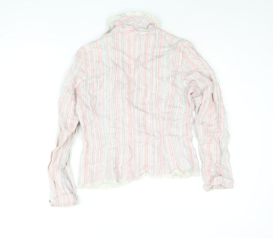 Per Una Womens Multicoloured Striped Jacket Blazer Size 10 Button - Frill