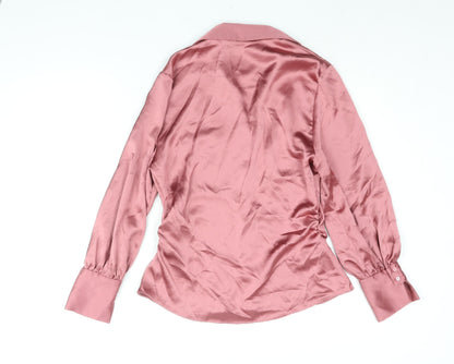 Womens UK Size S Zara Pink Basic Button-Up