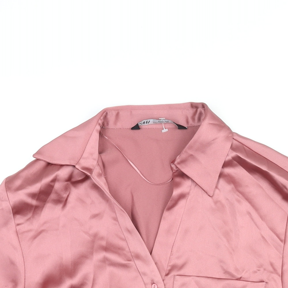 Womens UK Size S Zara Pink Basic Button-Up