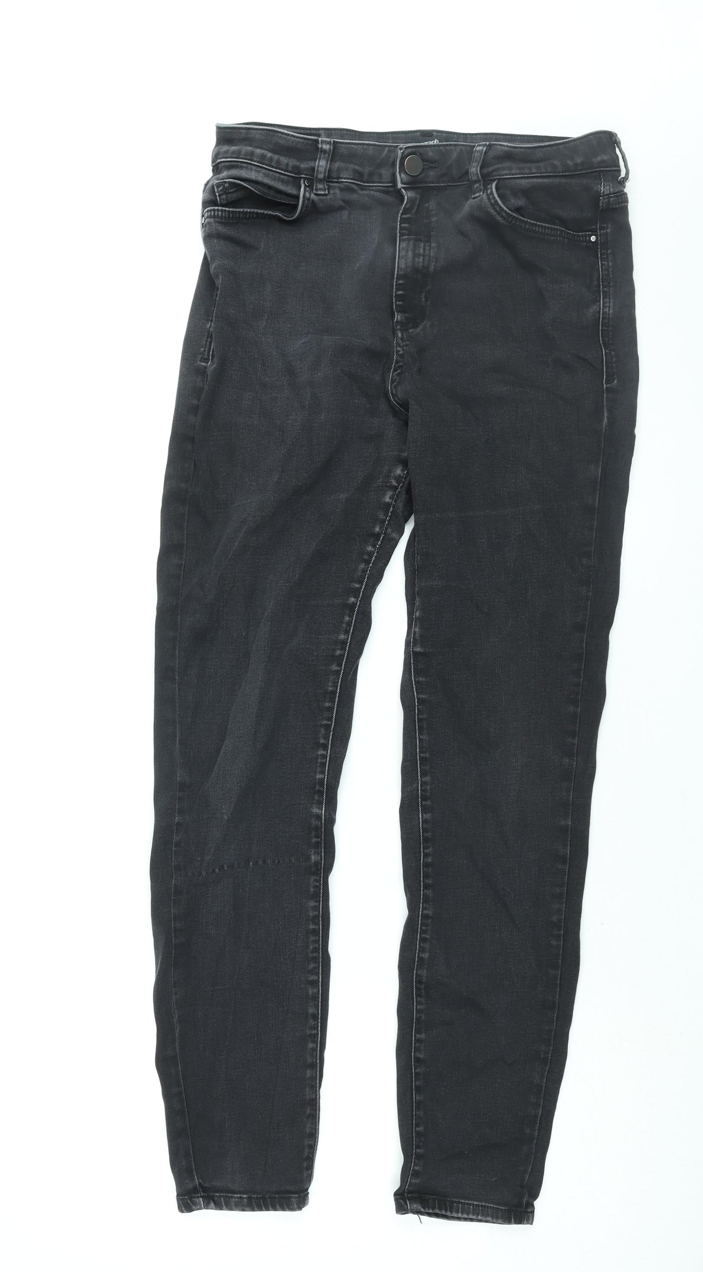 Autograph Womens Black Cotton Skinny Jeans Size 14 L30 in Regular Zip