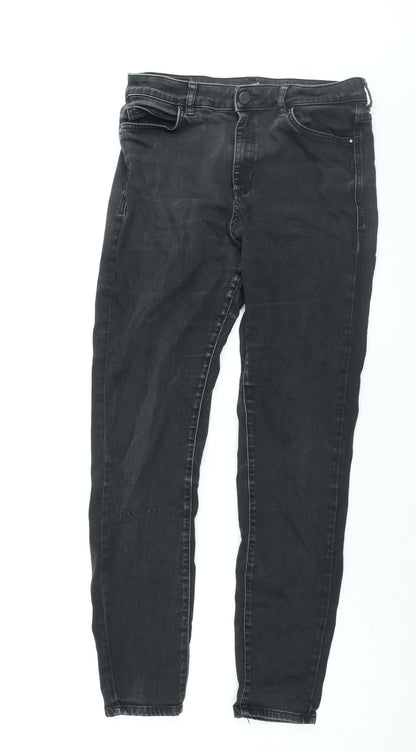 Autograph Womens Black Cotton Skinny Jeans Size 14 L30 in Regular Zip