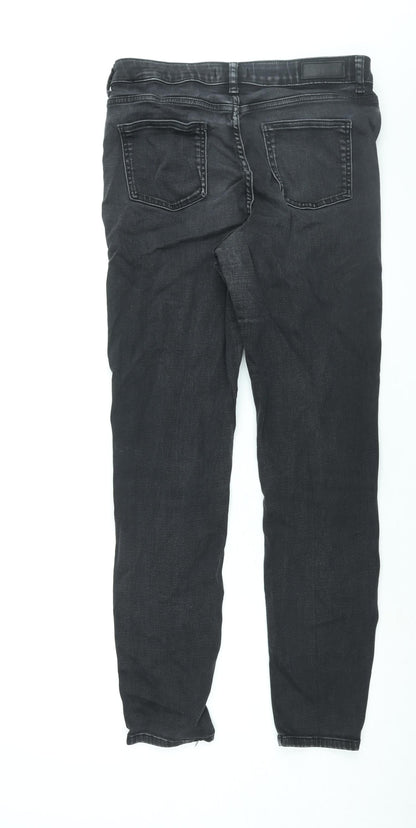Autograph Womens Black Cotton Skinny Jeans Size 14 L30 in Regular Zip