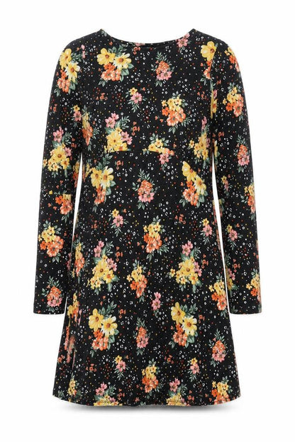 Dorothy Perkins Womens Black Floral Viscose A-Line Size 14 Round Neck Pullover