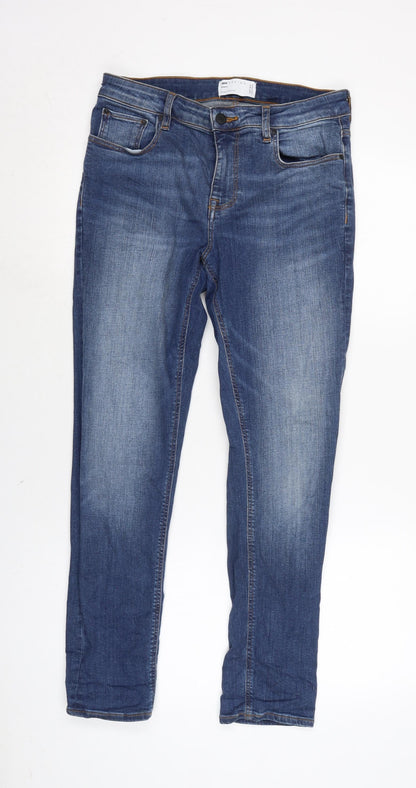 ASOS Mens Blue Cotton Blend Skinny Jeans Size 30 in L30 in Regular Zip