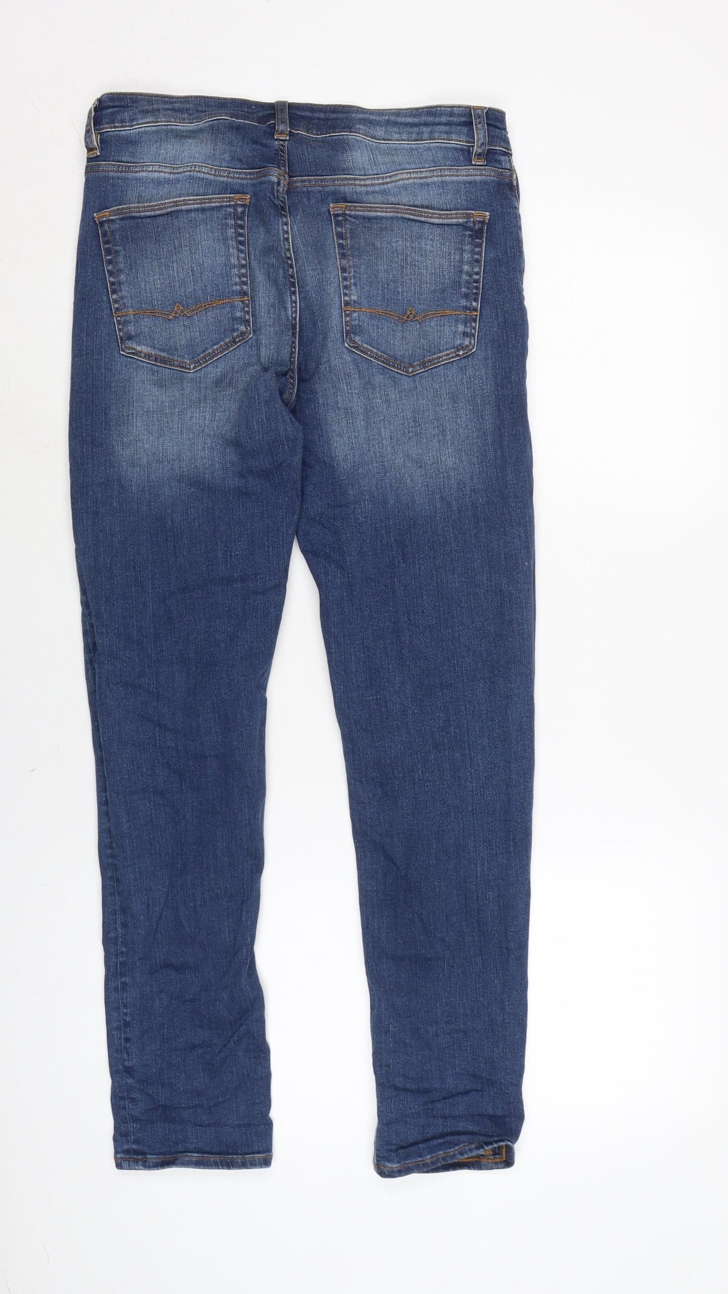 ASOS Mens Blue Cotton Blend Skinny Jeans Size 30 in L30 in Regular Zip