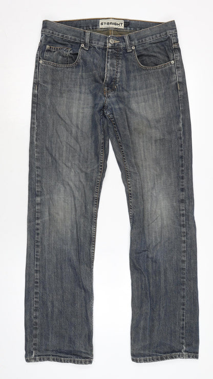 Mens UK Size 32 in Topman Regular Fit Straight Blue Jeans