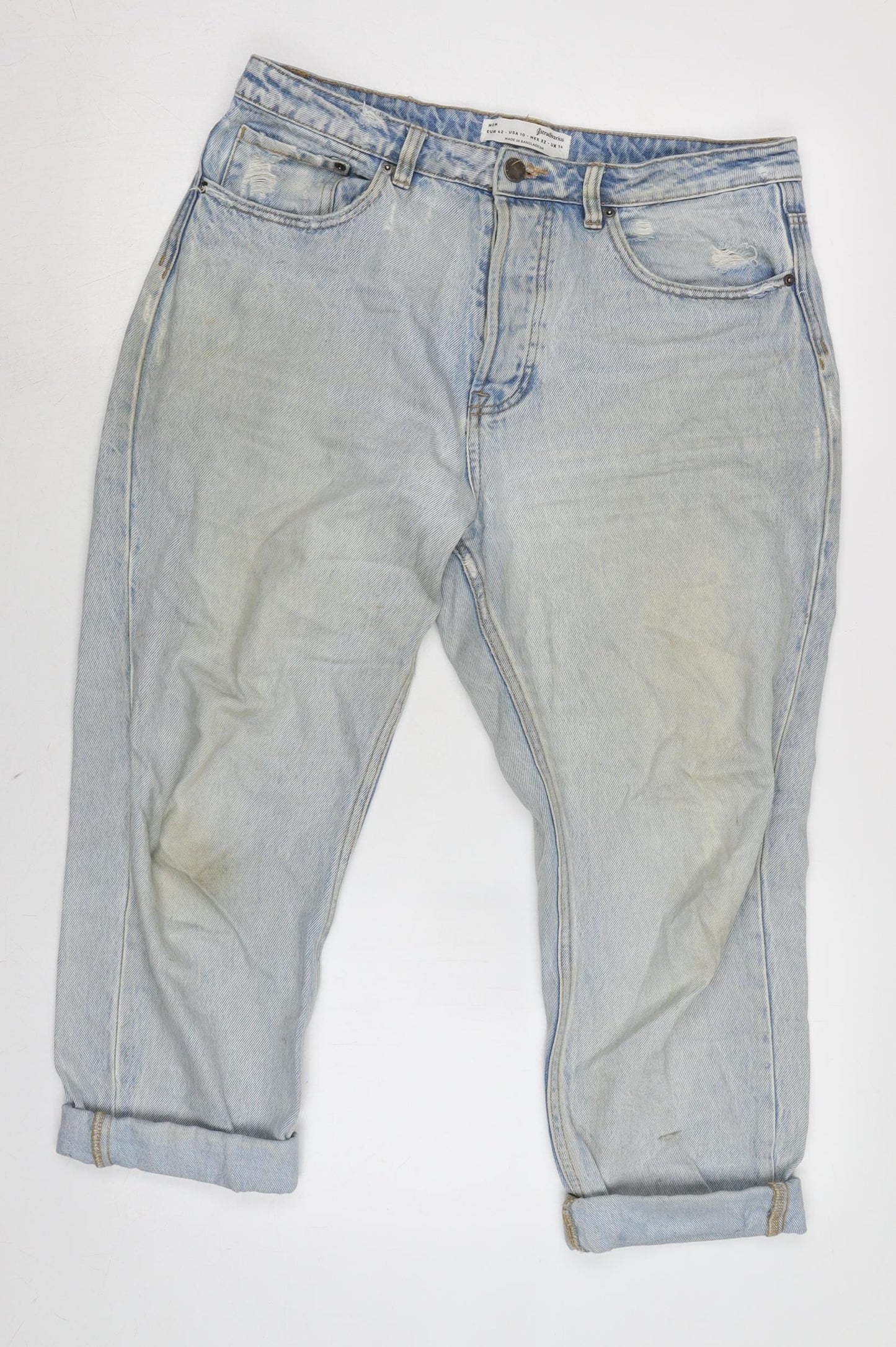 Womens UK Size 14 Stradivarius Regular Fit Straight Blue Jeans