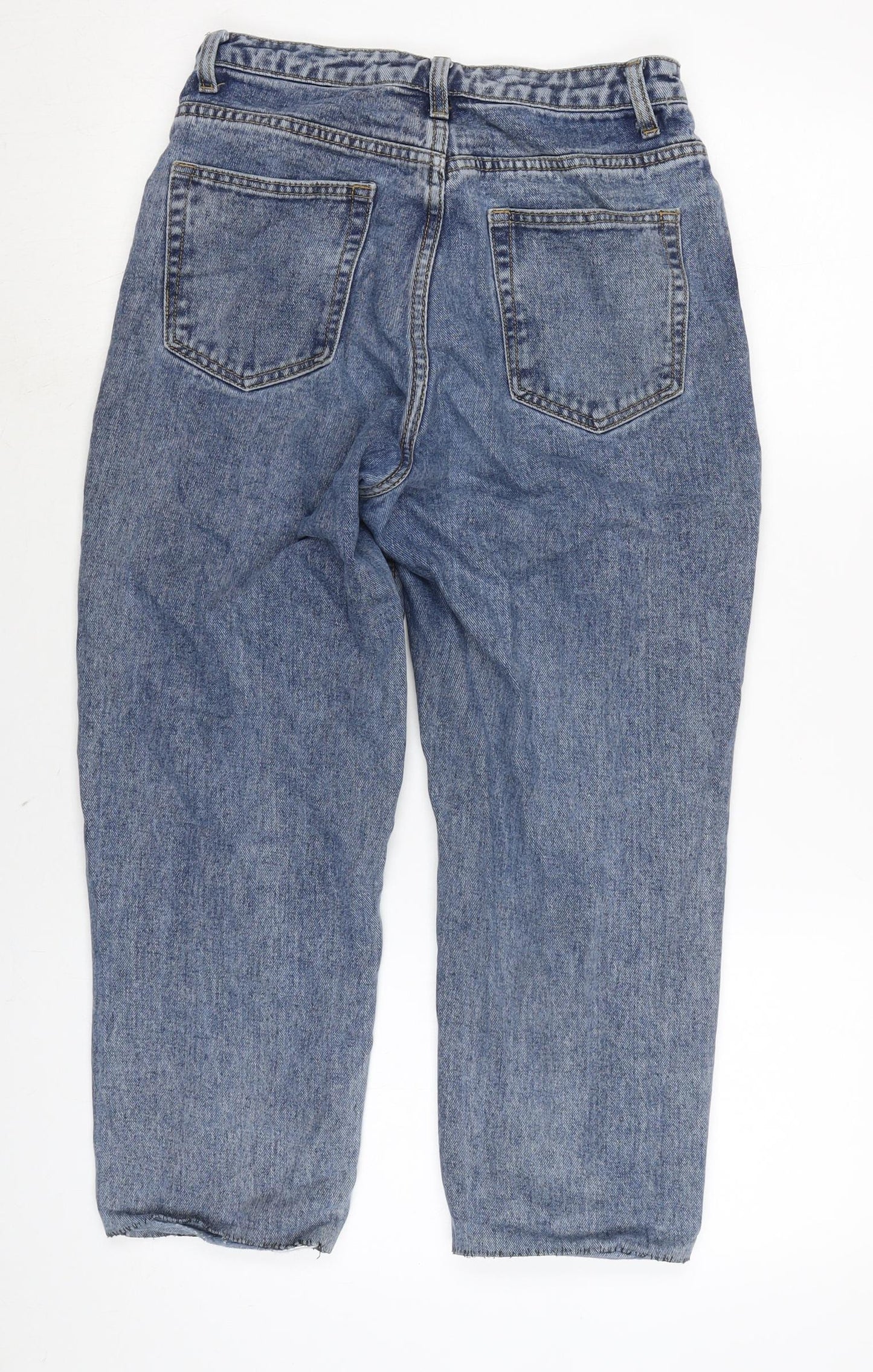 PRETTY LITTLE THING Womens Blue Cotton Mom Jeans Size 8 L24 in Regular Zip