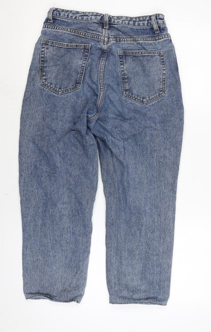 PRETTY LITTLE THING Womens Blue Cotton Mom Jeans Size 8 L24 in Regular Zip