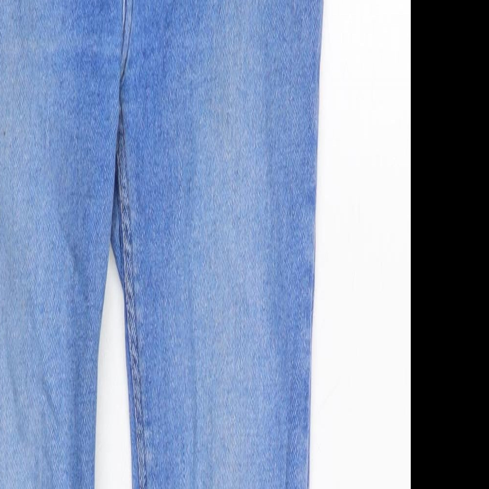 New Look Womens Blue Cotton Blend Straight Jeans Size 8 L26 in Regular Zip - Raw Hem