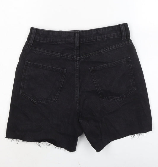 Denim & Co. Womens Grey Houndstooth Cotton Cut-Off Shorts Size 8 Regular Zip