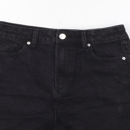 Denim & Co. Womens Grey Houndstooth Cotton Cut-Off Shorts Size 8 Regular Zip