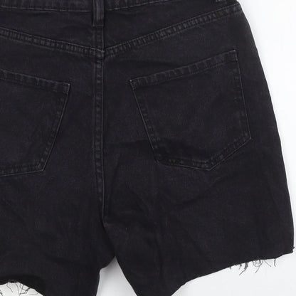 Denim & Co. Womens Grey Houndstooth Cotton Cut-Off Shorts Size 8 Regular Zip