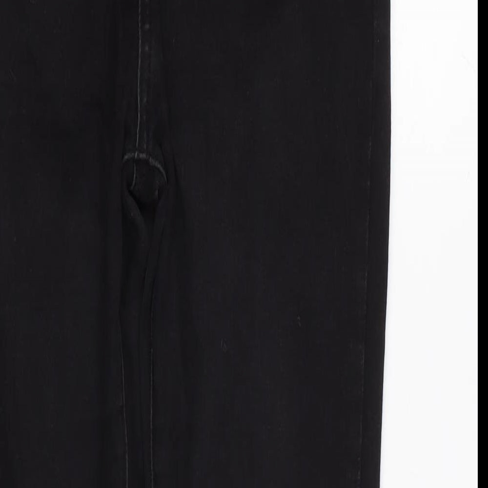 Glassons Womens Black Cotton Blend Tapered Jeans Size 10 L28 in Regular Zip