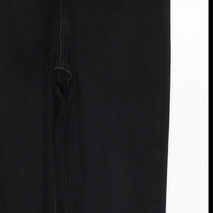 Glassons Womens Black Cotton Blend Tapered Jeans Size 10 L28 in Regular Zip