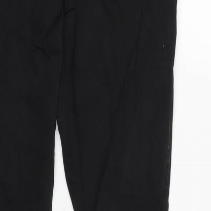 Denim & Co. Womens Black Cotton Blend Straight Jeans Size 14 L27 in Regular Zip - Distressed