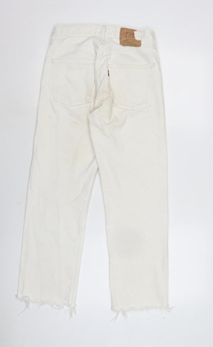 Levis Womens Ivory Cotton Straight Jeans Size 26 in L25 in Regular Button - Raw Hem