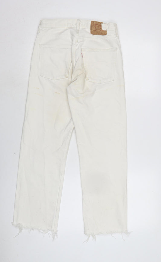 Levis Womens Ivory Cotton Straight Jeans Size 26 in L25 in Regular Button - Raw Hem