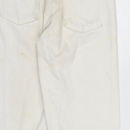 Levis Womens Ivory Cotton Straight Jeans Size 26 in L25 in Regular Button - Raw Hem
