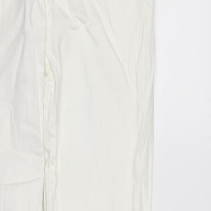Topshop Womens Ivory Cotton Blend Straight Jeans Size 10 L27 in Regular Zip