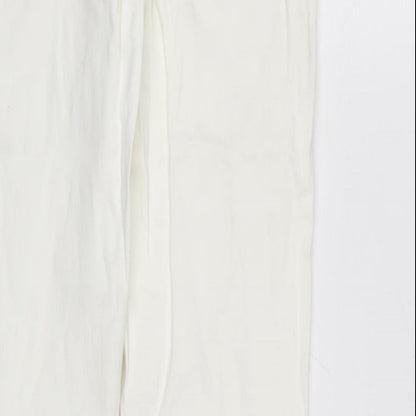 Topshop Womens Ivory Cotton Blend Straight Jeans Size 10 L27 in Regular Zip