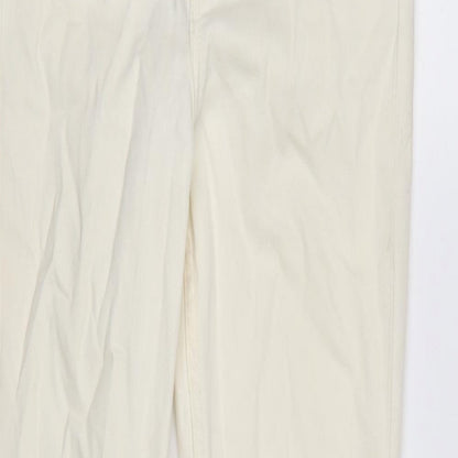 Denim & Co. Womens Ivory Cotton Blend Straight Jeans Size 8 L30 in Regular Zip - Vented at bottom.