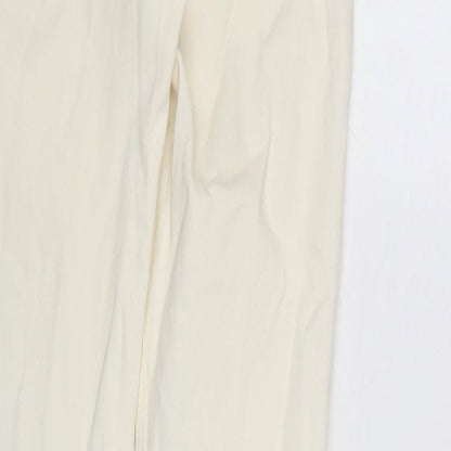 Denim & Co. Womens Ivory Cotton Blend Straight Jeans Size 8 L30 in Regular Zip - Vented at bottom.