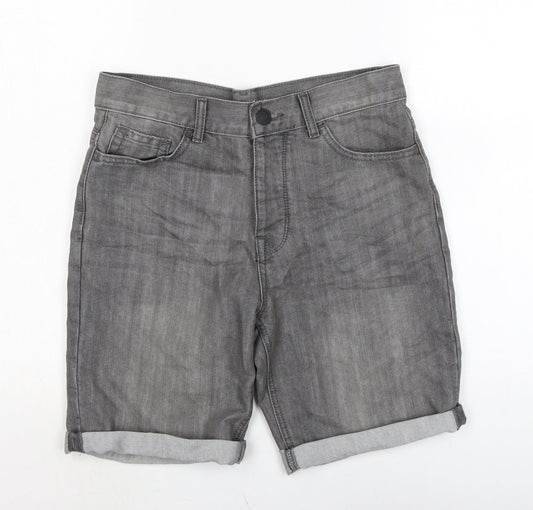 Denim & Co. Mens Grey Cotton Biker Shorts Size 30 in L10 in Regular Button