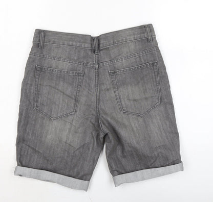 Denim & Co. Mens Grey Cotton Biker Shorts Size 30 in L10 in Regular Button