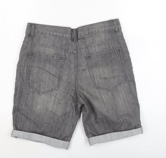 Denim & Co. Mens Grey Cotton Biker Shorts Size 30 in L10 in Regular Button
