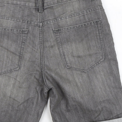 Denim & Co. Mens Grey Cotton Biker Shorts Size 30 in L10 in Regular Button