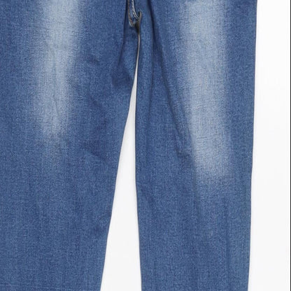 Pumpkin Womens Blue Cotton Blend Straight Jeans Size 12 L26 in Regular Zip