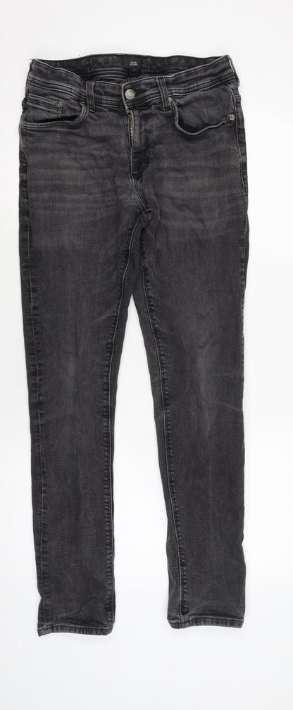 Mens UK Size 30 in River Island Regular Fit Straight Grey Jeans