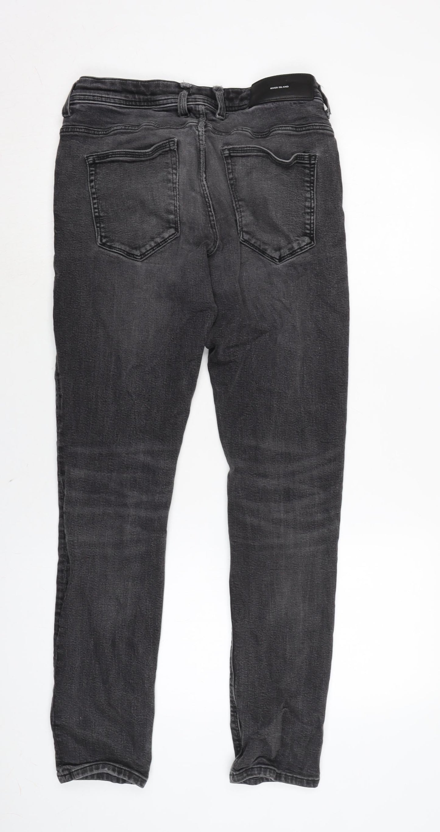 Mens UK Size 30 in River Island Regular Fit Straight Grey Jeans