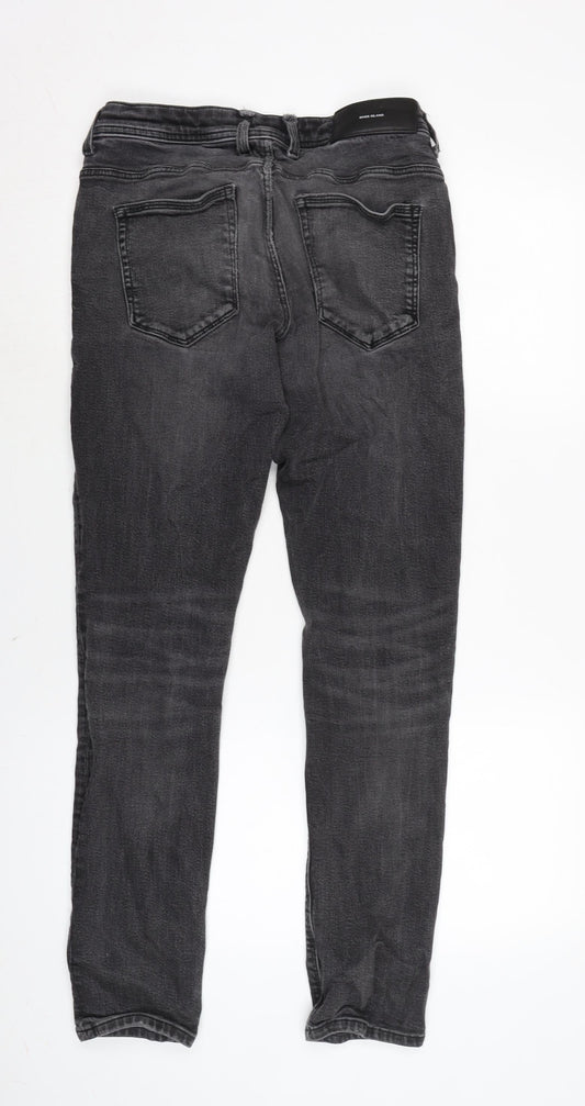 Mens UK Size 30 in River Island Regular Fit Straight Grey Jeans