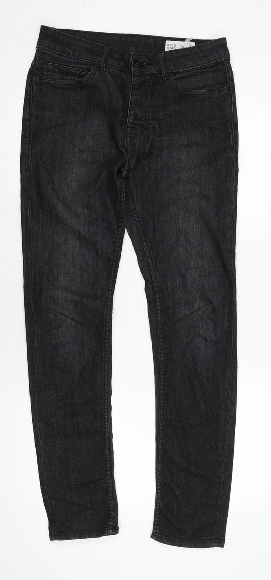 Denim & Co. Mens Black Cotton Blend Skinny Jeans Size 30 in L31 in Regular Zip