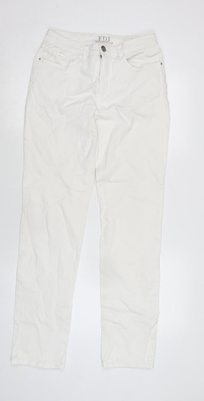French dressing Jean Womens White Cotton Blend Straight Jeans Size 10 L31 in Regular Zip