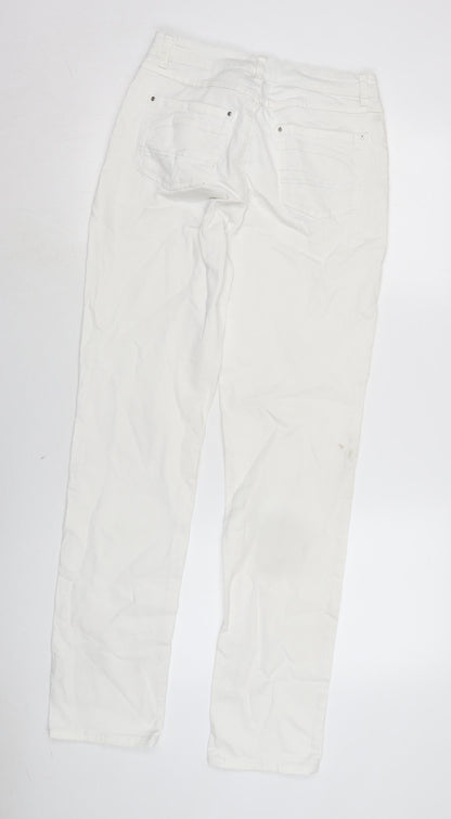 French dressing Jean Womens White Cotton Blend Straight Jeans Size 10 L31 in Regular Zip